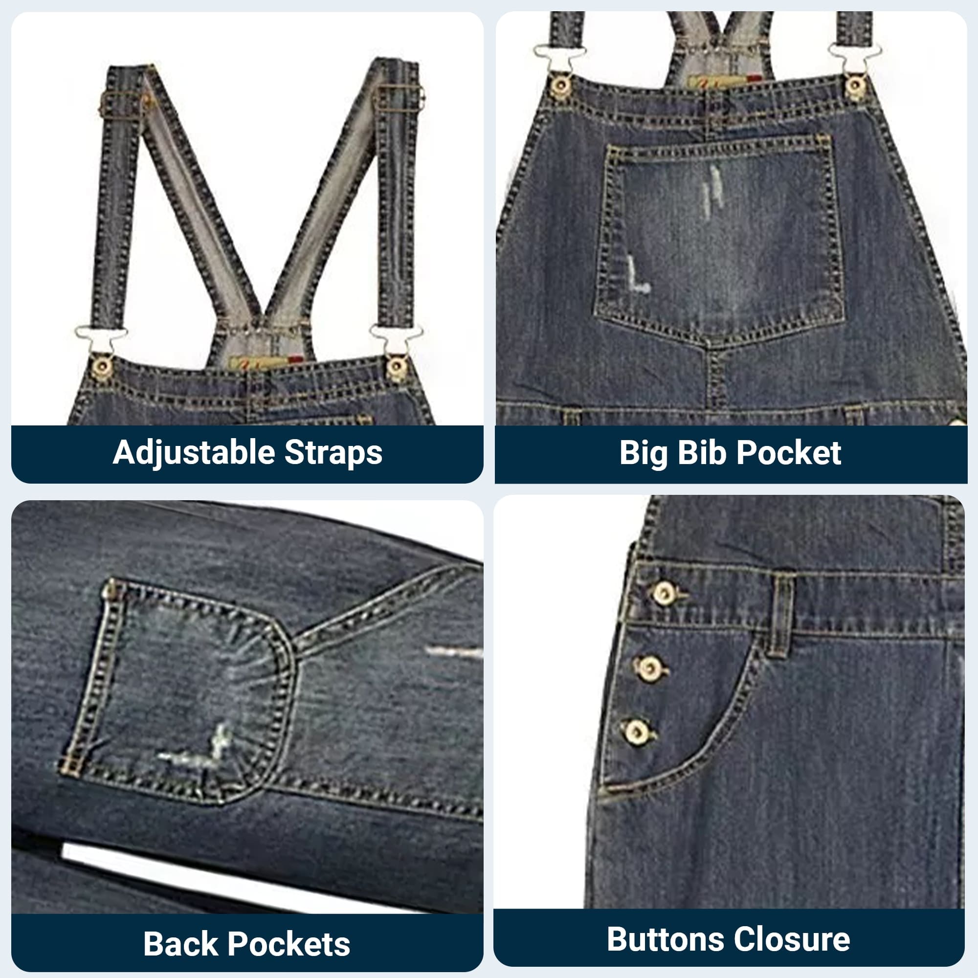 Women’s Baggy Wide-Leg Blue Denim Dungarees 8–22 | Clove Jeans