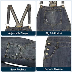 Women’s Baggy Wide-Leg Blue Denim Dungarees 8–22 | Clove Jeans