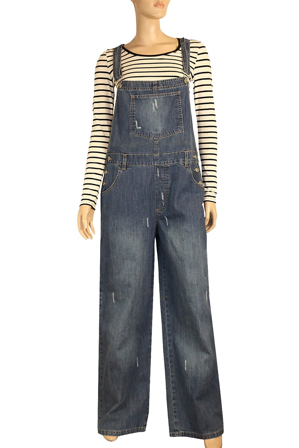 Women’s Baggy Wide-Leg Blue Denim Dungarees 8–22 | Clove Jeans