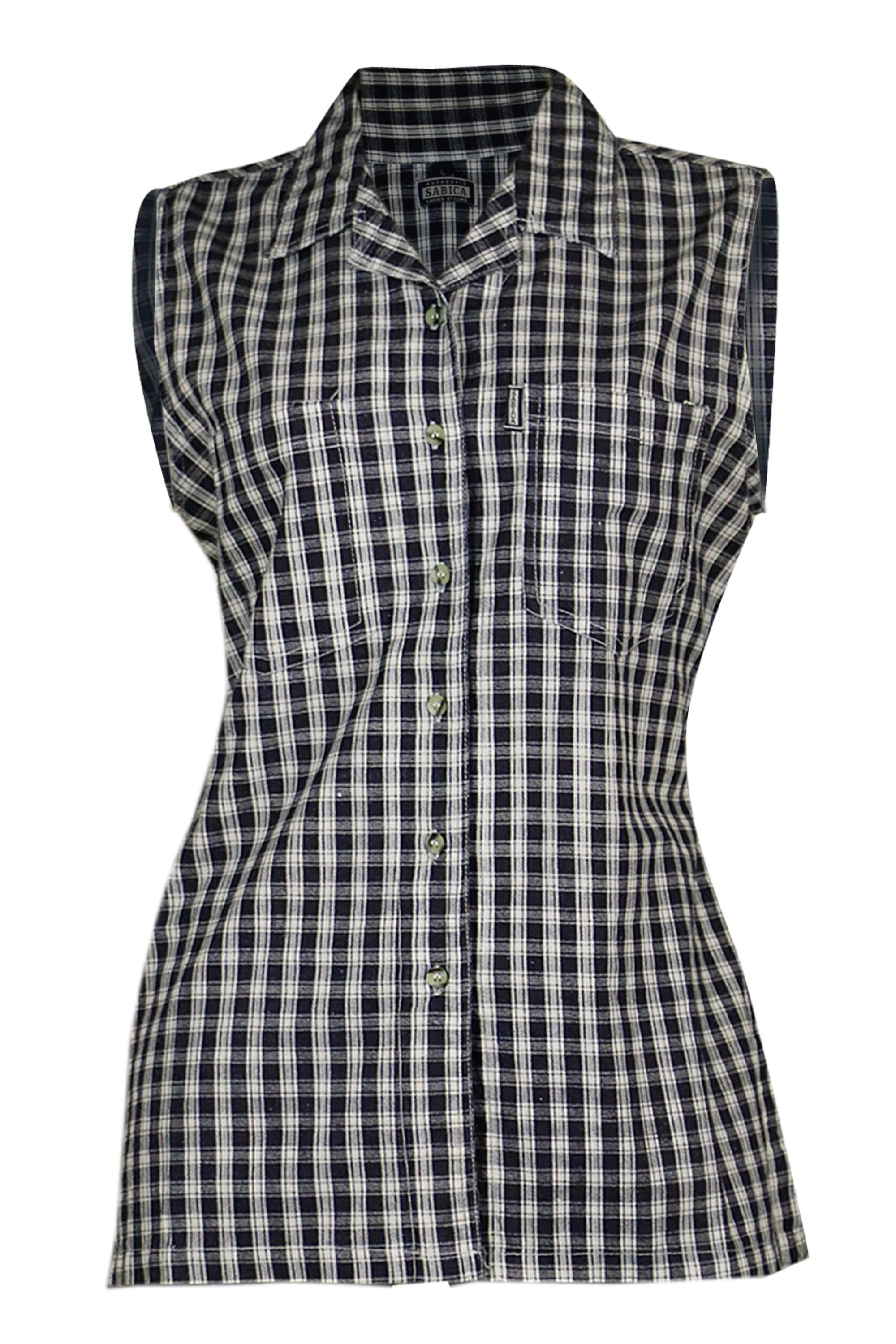 Women's Blue & White Cotton Check Striped Shirt | Clove Jeans