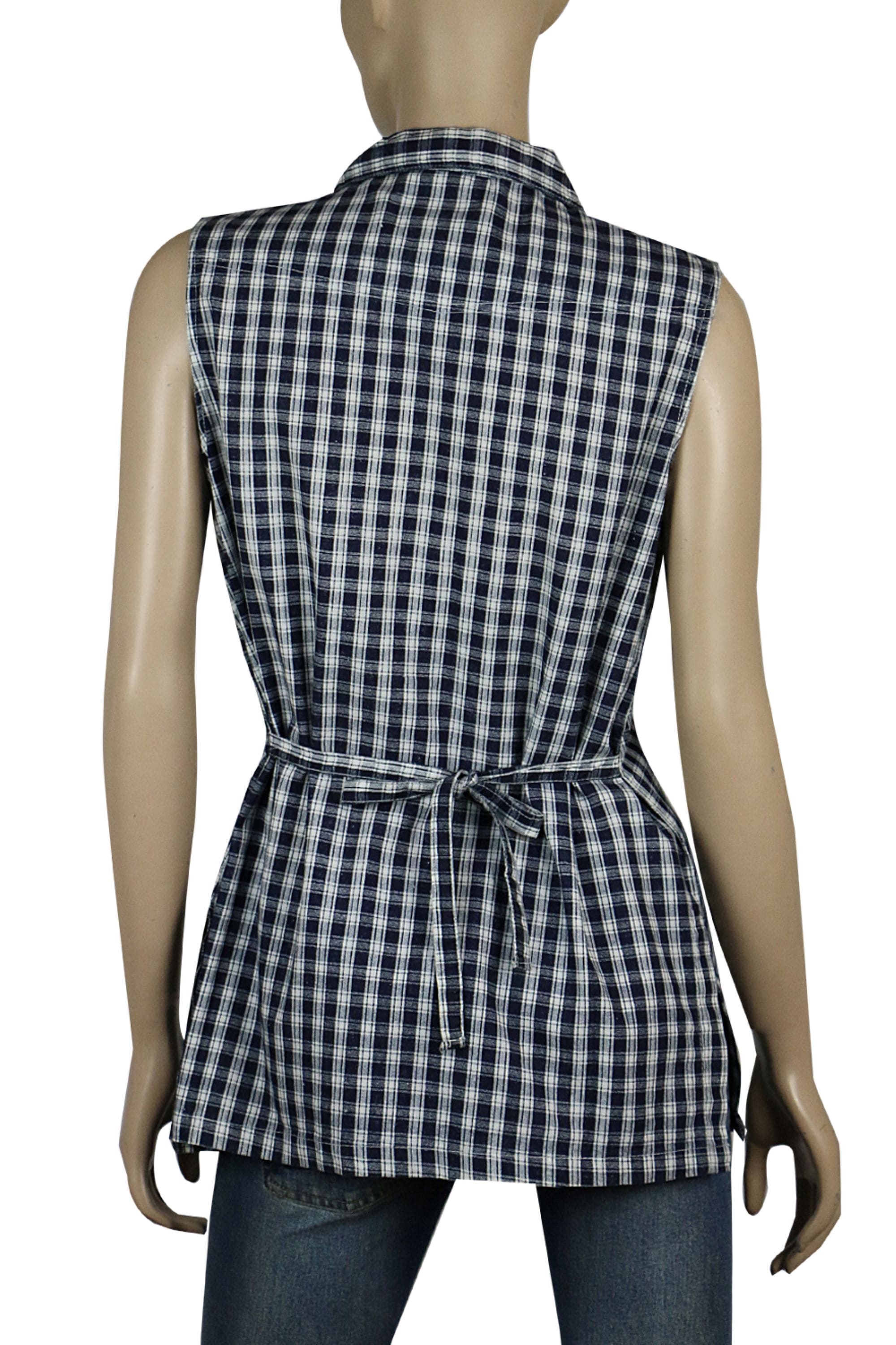 Women's Blue & White Cotton Check Striped Shirt | Clove Jeans