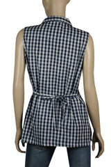 Women's Blue & White Cotton Check Striped Shirt | Clove Jeans