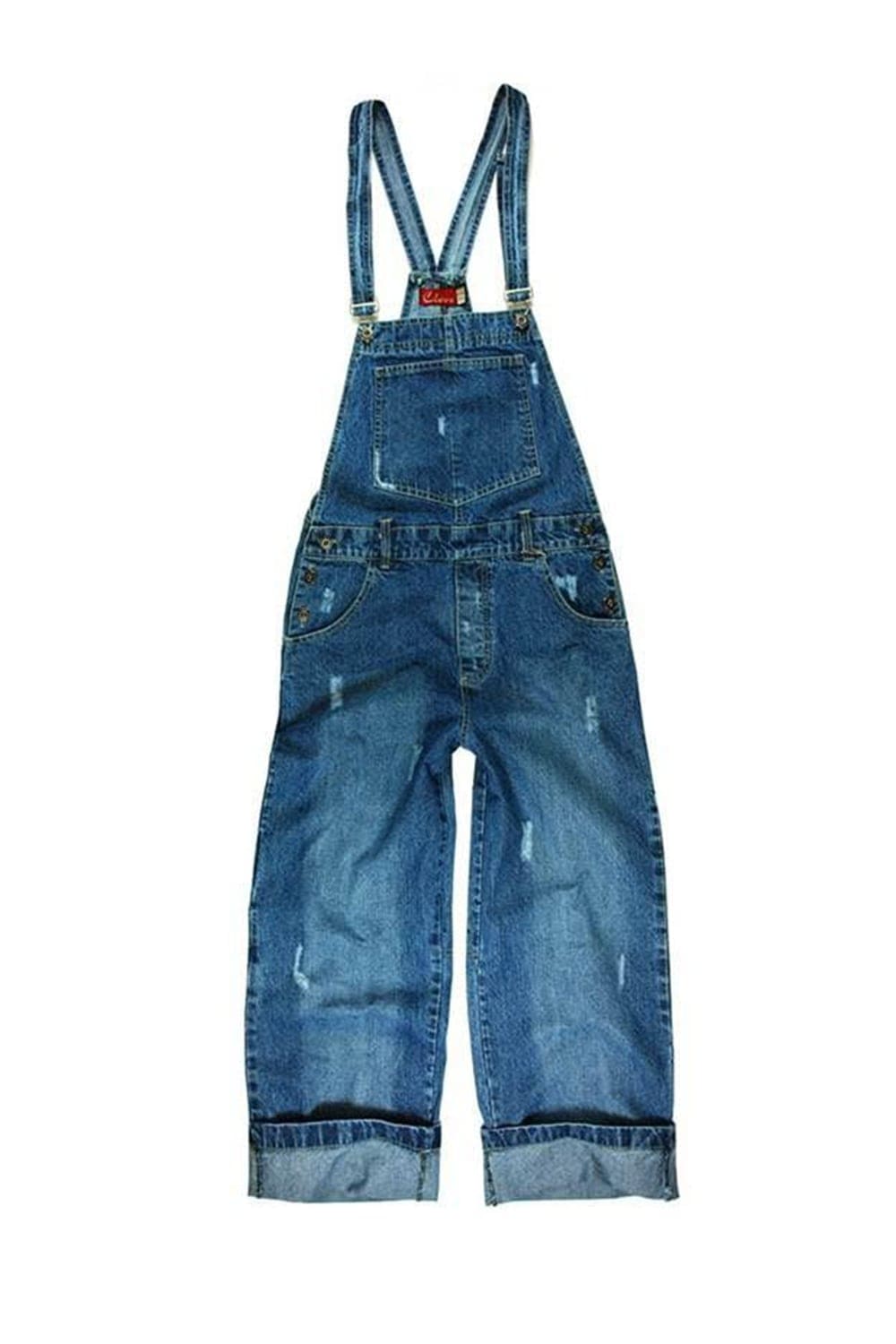 Women’s Blue Denim Dungarees - Capri Straight Leg | Clove Jeans