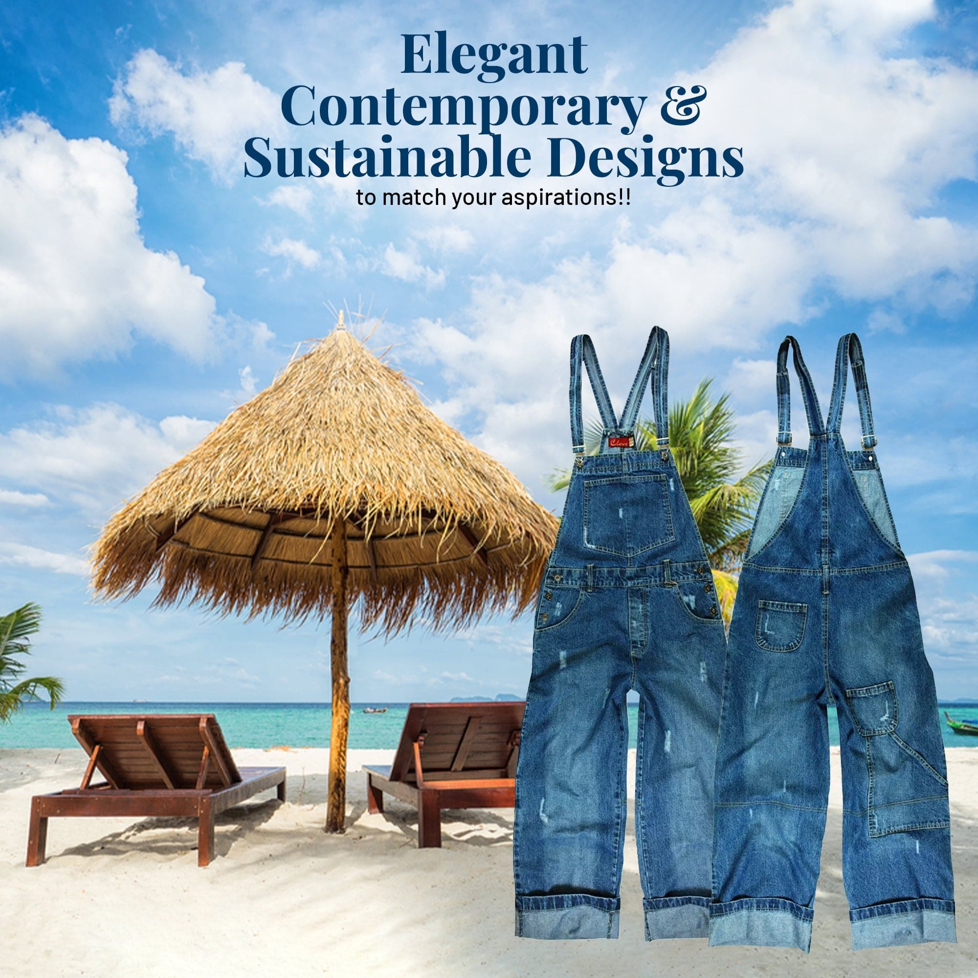 Women’s Blue Denim Dungarees - Capri Straight Leg | Clove Jeans