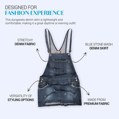 Women’s Blue Denim - Short Dungarees Skirt 8-22 | Clove Jeans