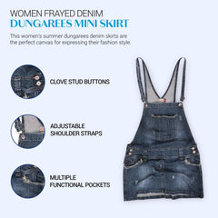Women’s Blue Denim - Short Dungarees Skirt 8-22 | Clove Jeans