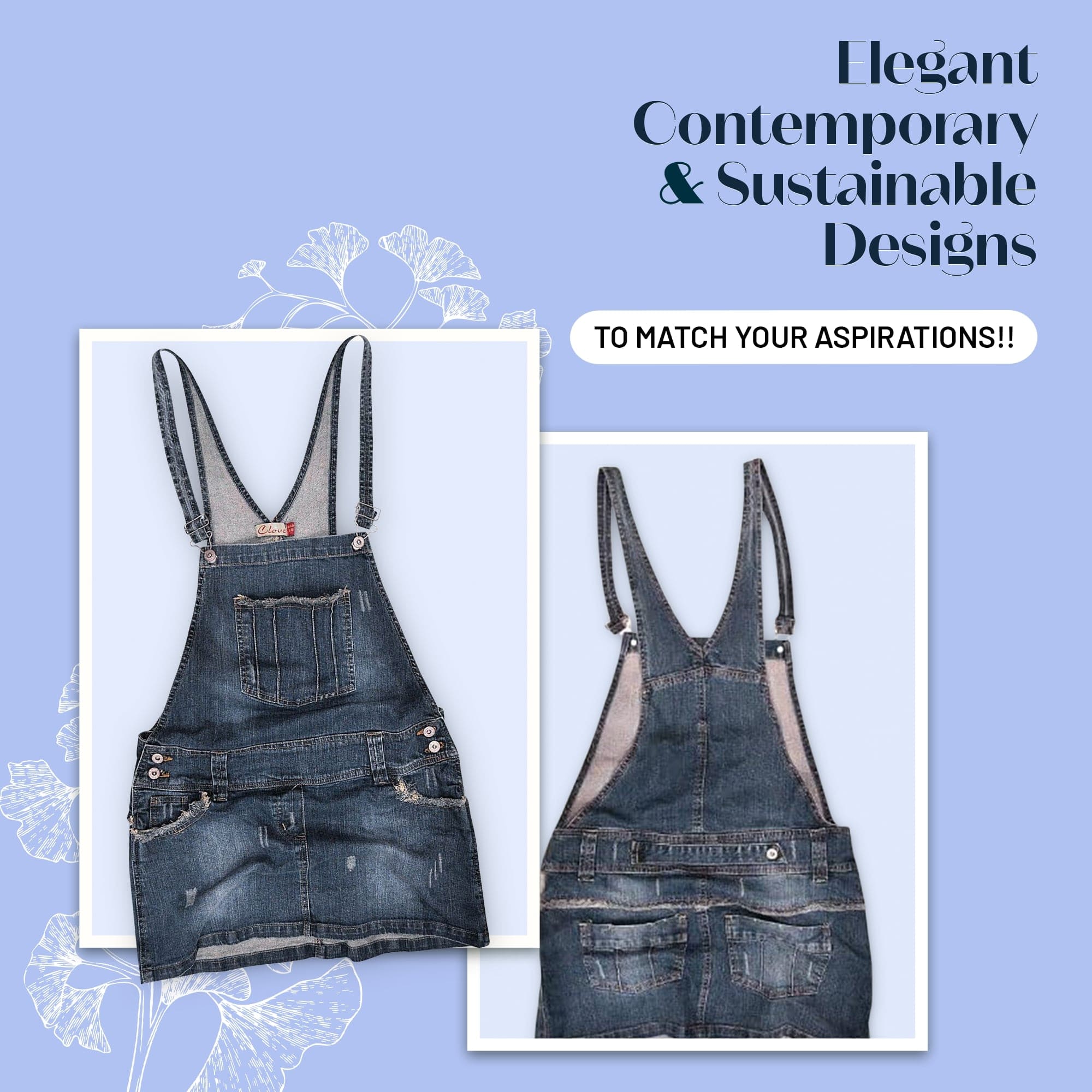 Women’s Blue Denim - Short Dungarees Skirt 8-22 | Clove Jeans