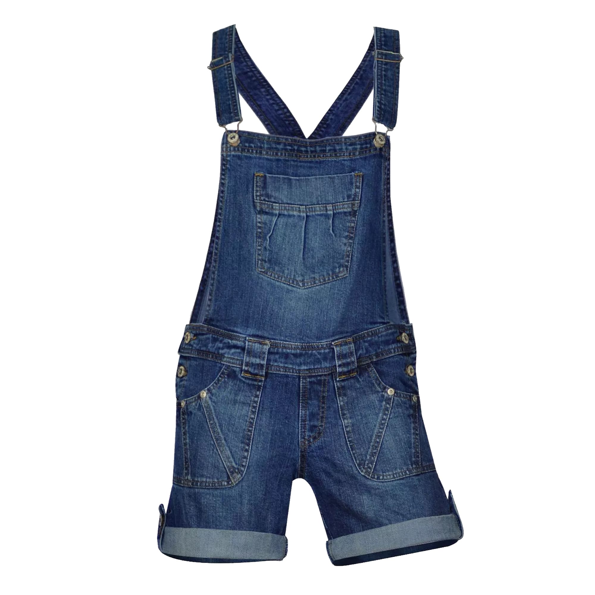 Women’s Blue Stretch Denim Short Dungarees | 8-22 | Clove Jeans