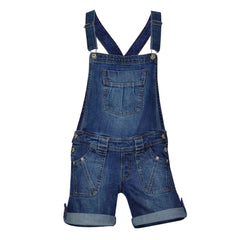 Women’s Blue Stretch Denim Short Dungarees | 8-22 | Clove Jeans