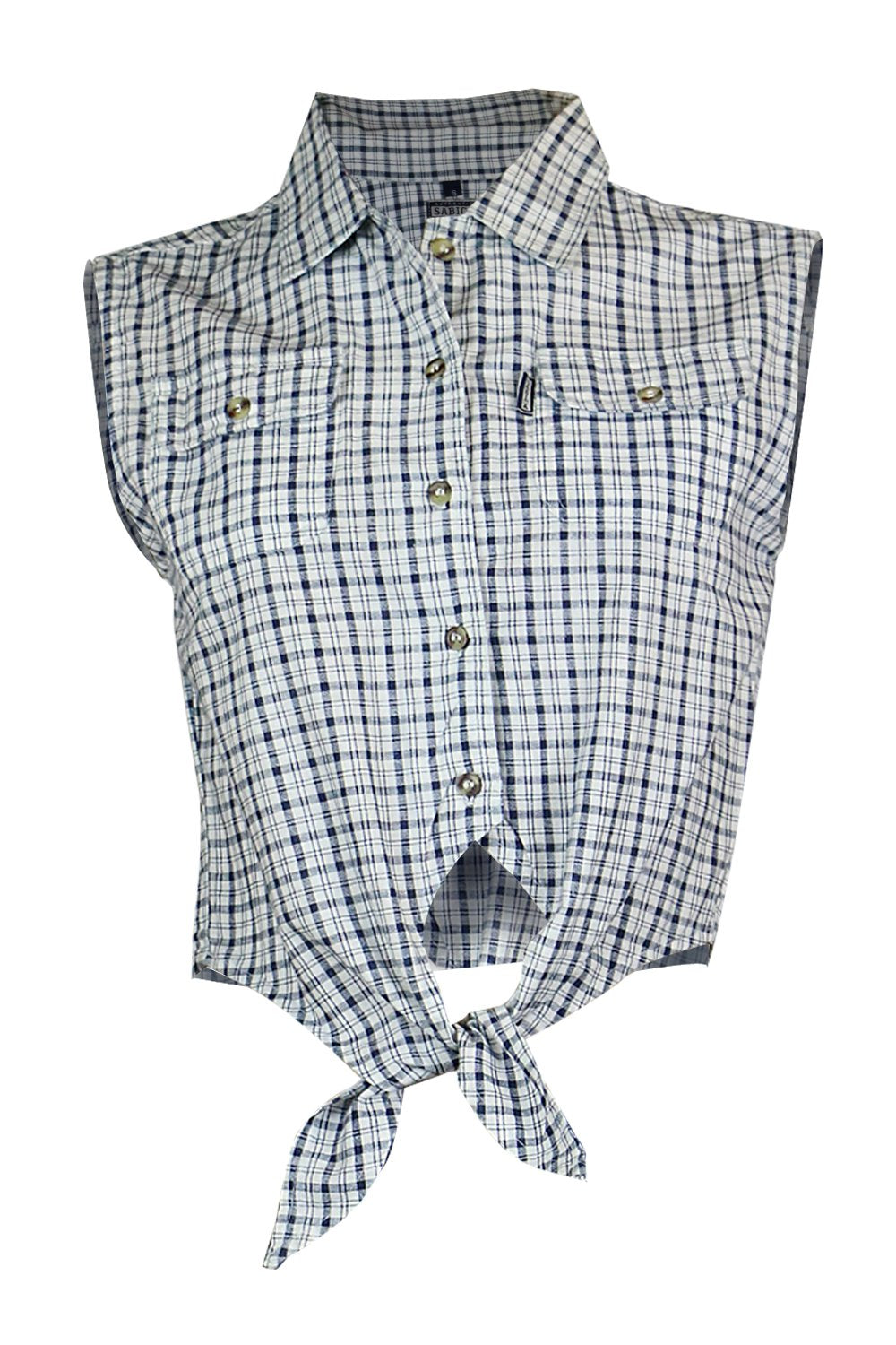 Women's Cotton Blue Check - Tie Front Top | Clove Jeans