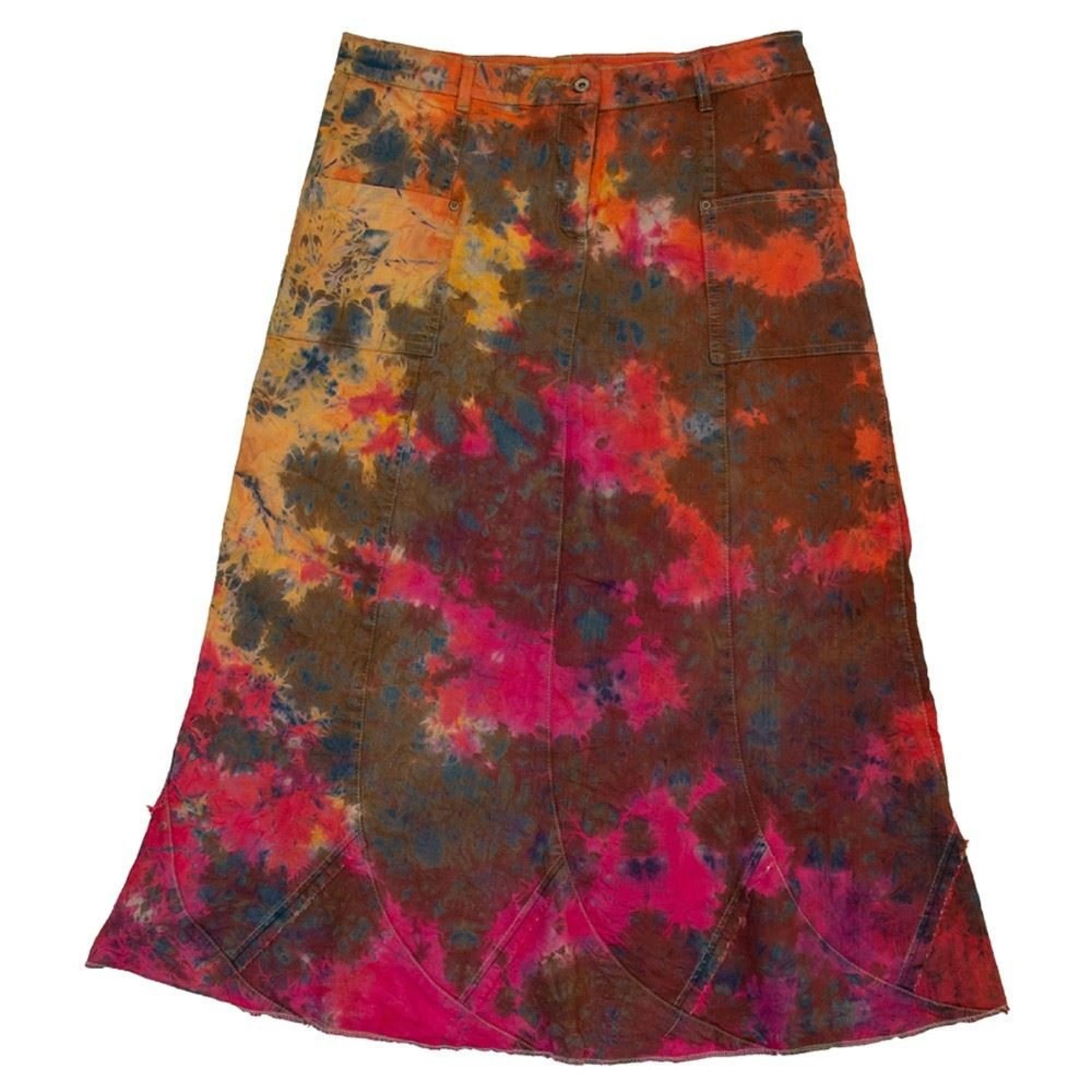 Women’s Denim A-Line Long Tie Dye Maxi Skirt 18-24 | Clove Jeans