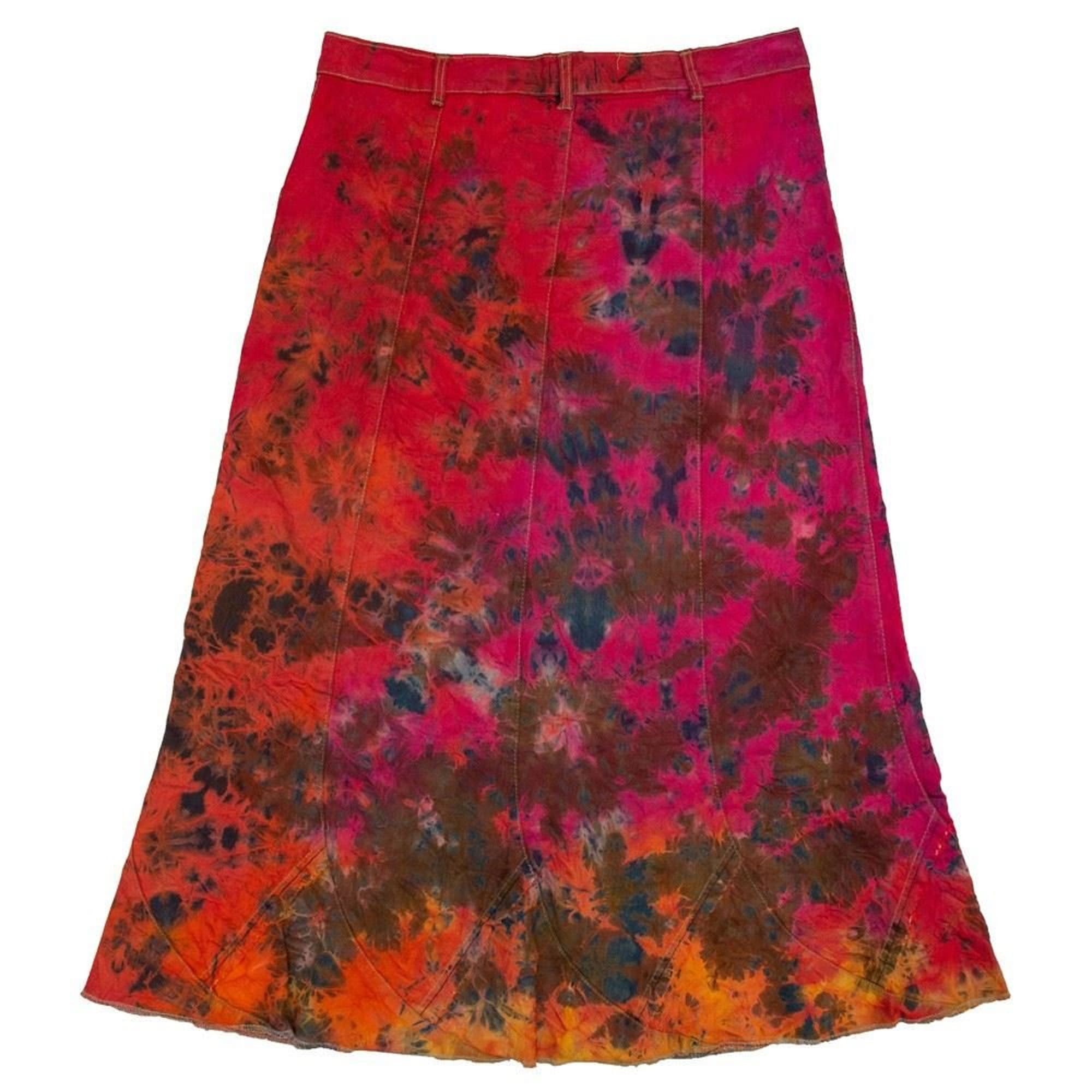 Women’s Denim A-Line Long Tie Dye Maxi Skirt 18-24 | Clove Jeans