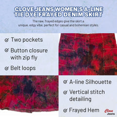 Women’s Denim A-Line Long Tie Dye Maxi Skirt 18-24 | Clove Jeans