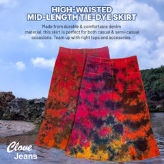 Women’s Denim A-Line Long Tie Dye Maxi Skirt 18-24 | Clove Jeans