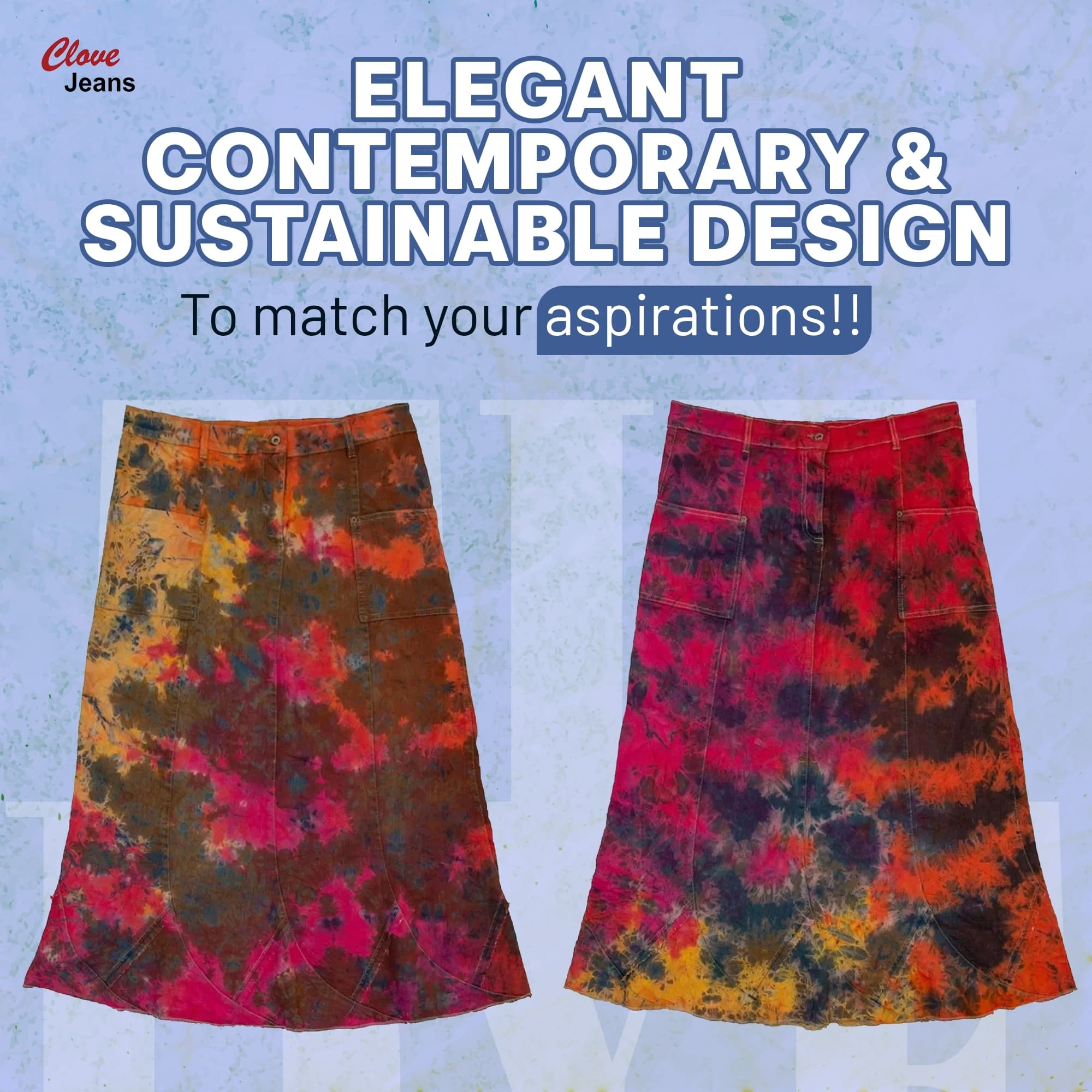 Women’s Denim A-Line Long Tie Dye Maxi Skirt 18-24 | Clove Jeans