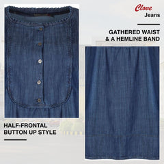 Women's Denim A-Line Midi Dress Below Knee - 10-26 | Clove Jeans