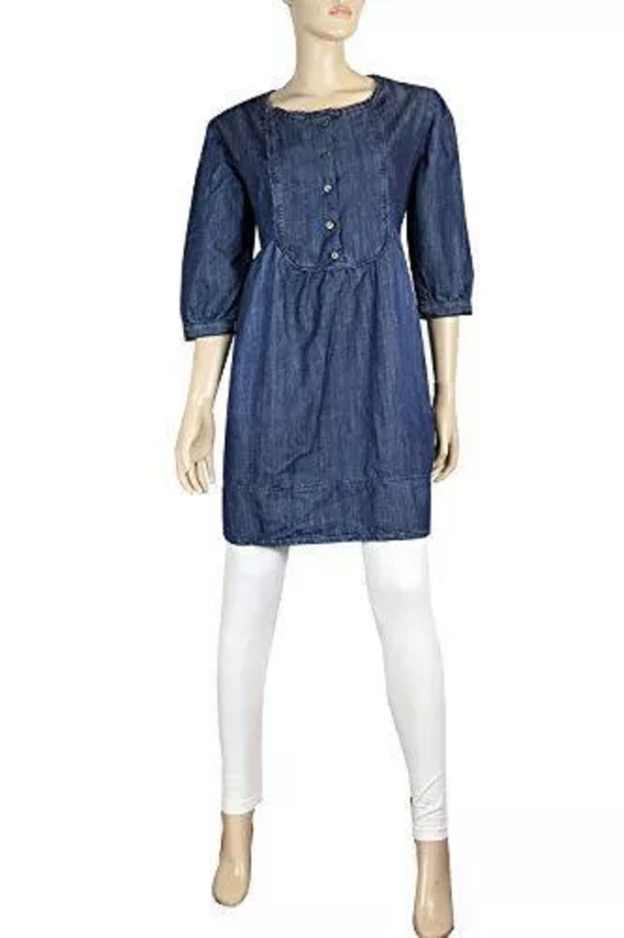 Women's Denim A-Line Midi Dress Below Knee - 10-26 | Clove Jeans