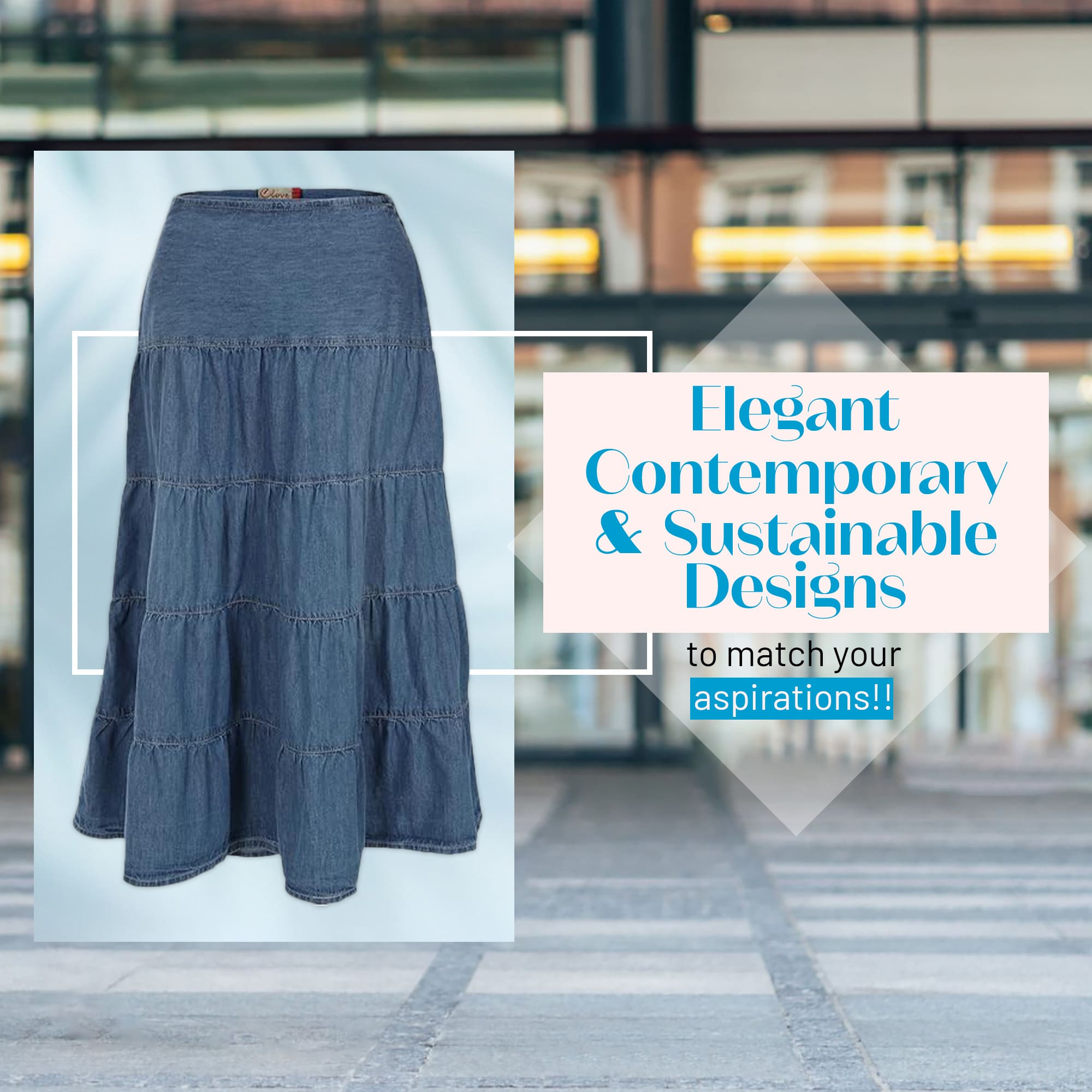 Womens Denim Midi Tiered Skirt | Plus Size Skirt | Clove Jeans