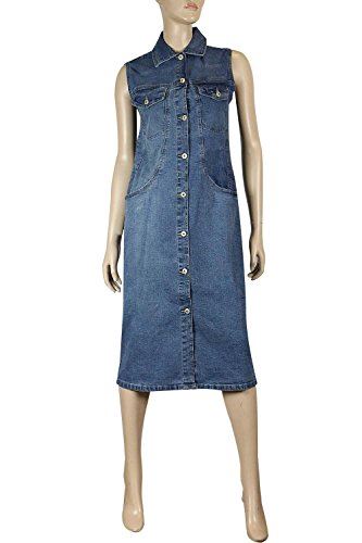 Women's Plus Size A-Line Blue Denim Midi Dress, UK | Clove Jeans