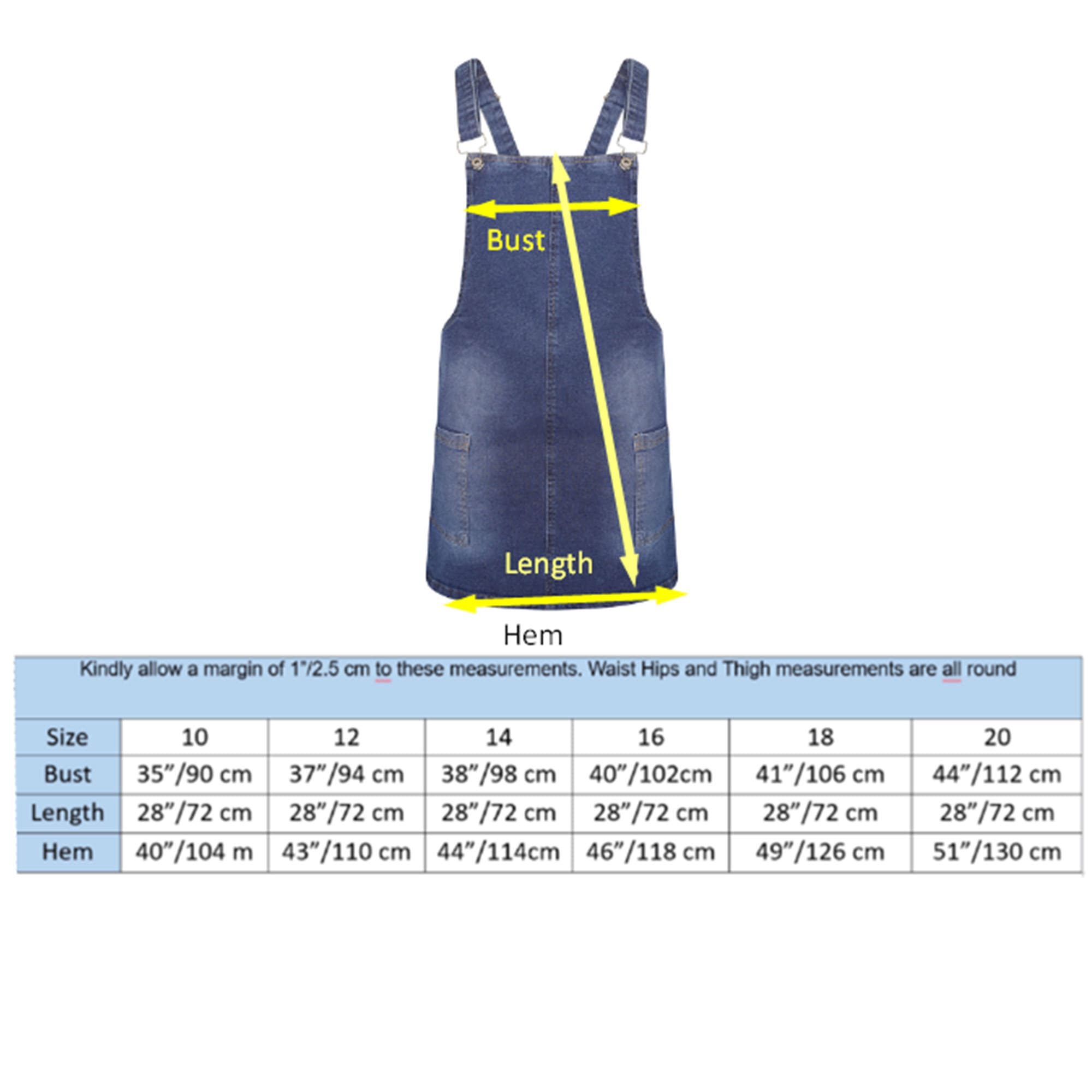 Women’s Plus Size Denim Dungarees Dress 10-20 | Clove Jeans