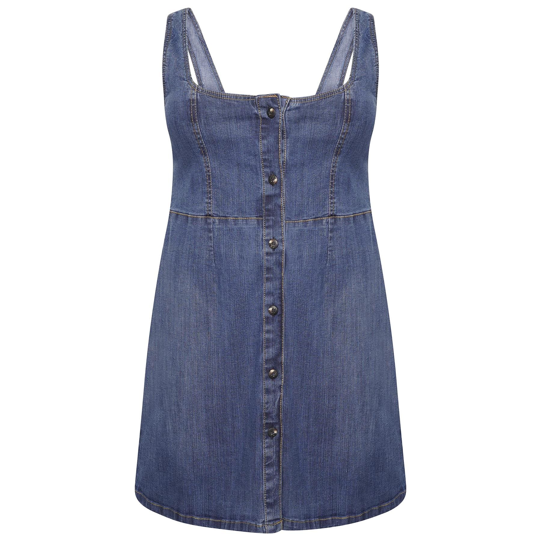Women's Plus Size Denim Pinafore Skater Dress 14-24 | Clove Jeans