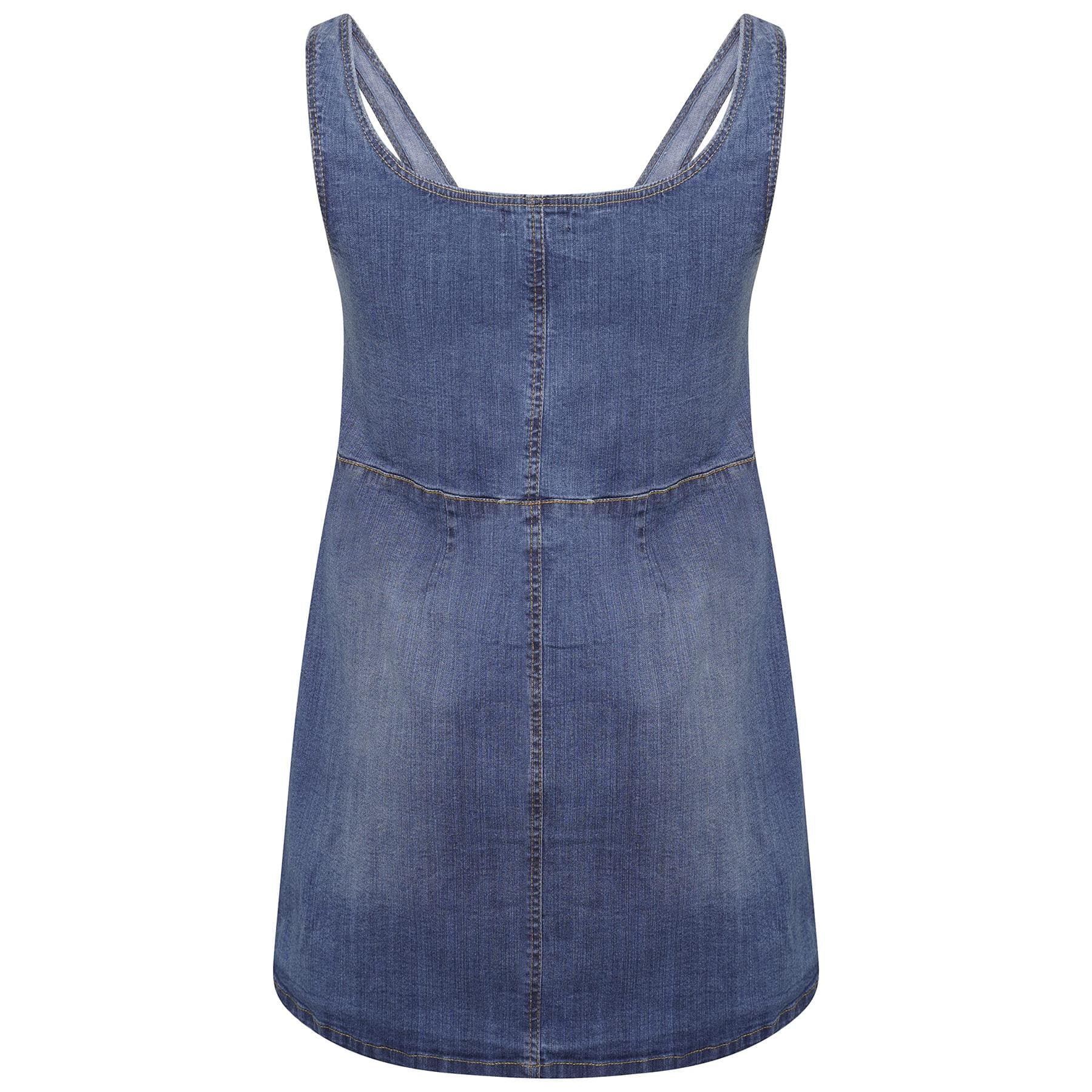 Women's Plus Size Denim Pinafore Skater Dress 14-24 | Clove Jeans