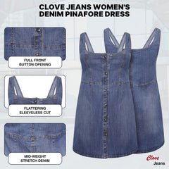 Women's Plus Size Denim Pinafore Skater Dress 14-24 | Clove Jeans