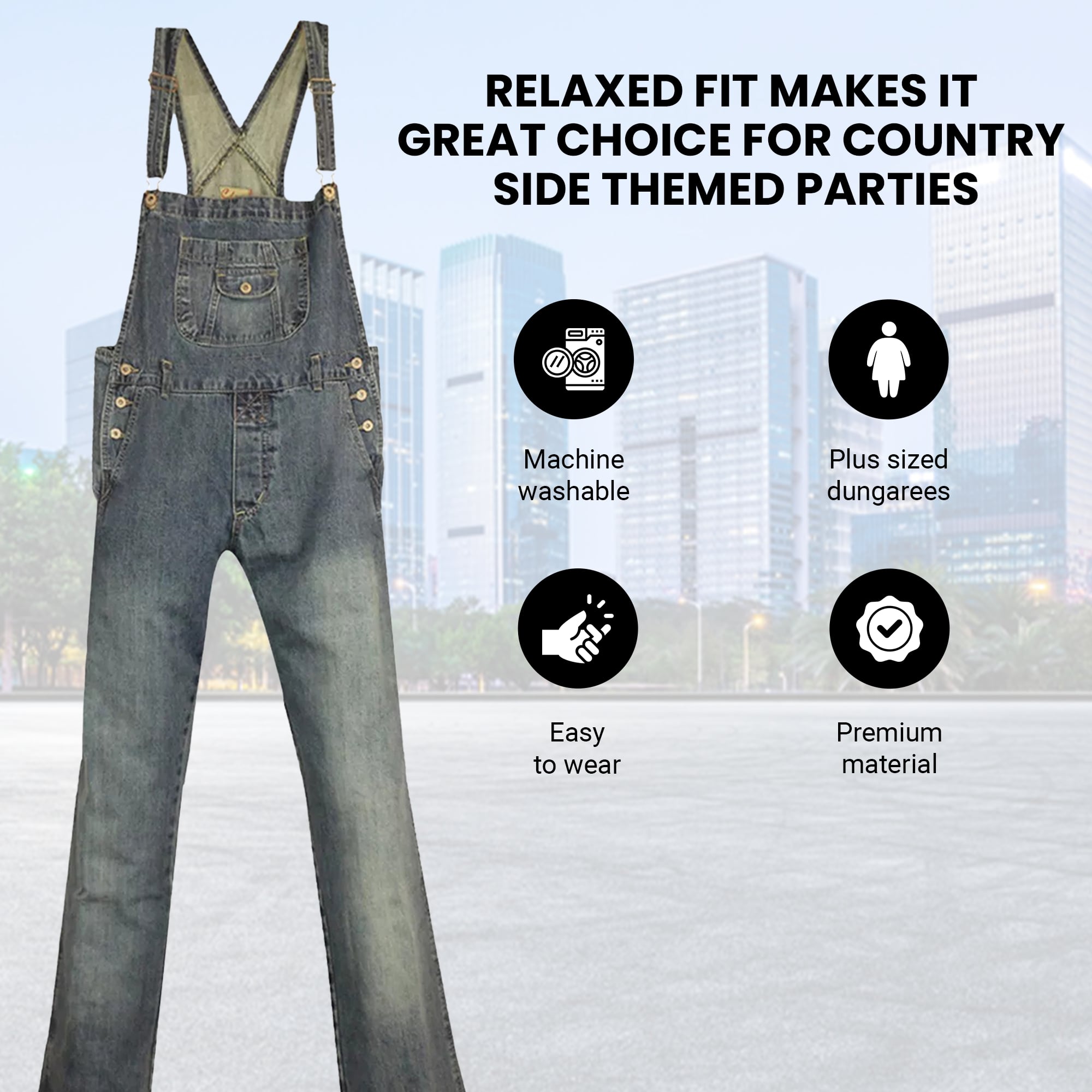 Women’s Straight Leg Blue Denim Dungarees, Plus Size | Clove Jeans