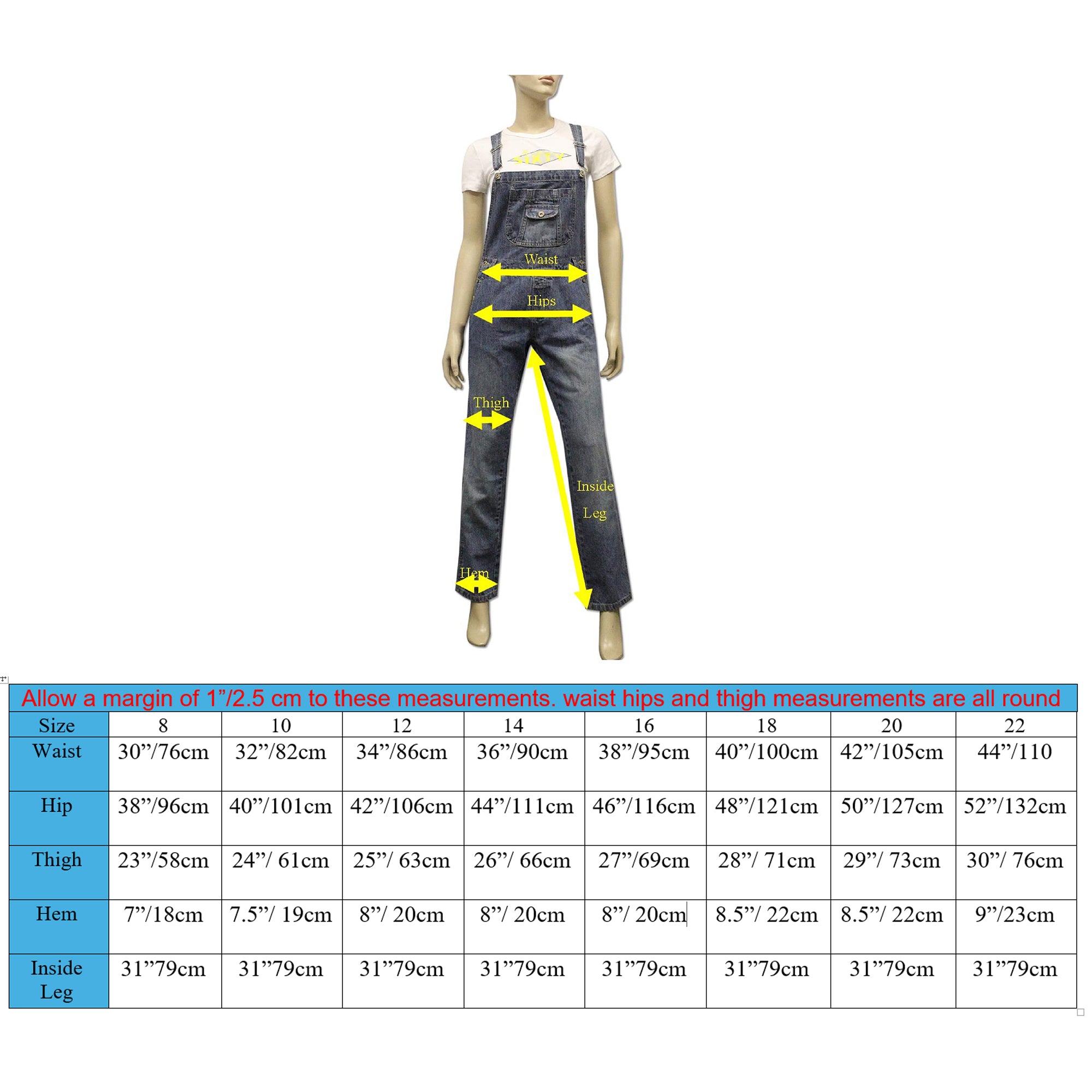 Women’s Straight Leg Blue Denim Dungarees, Plus Size | Clove Jeans