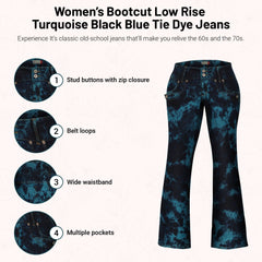 Womens Tie Dye Bootcut Jeans - Low Rise & Plus Size | Clove Jeans