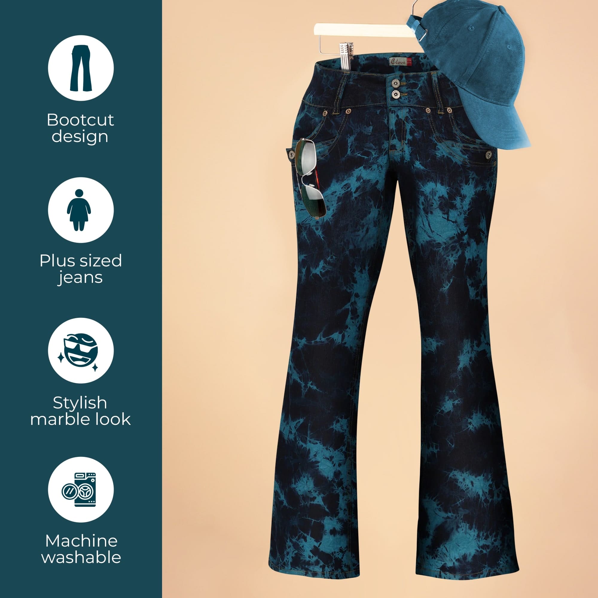 Womens Tie Dye Bootcut Jeans - Low Rise & Plus Size | Clove Jeans