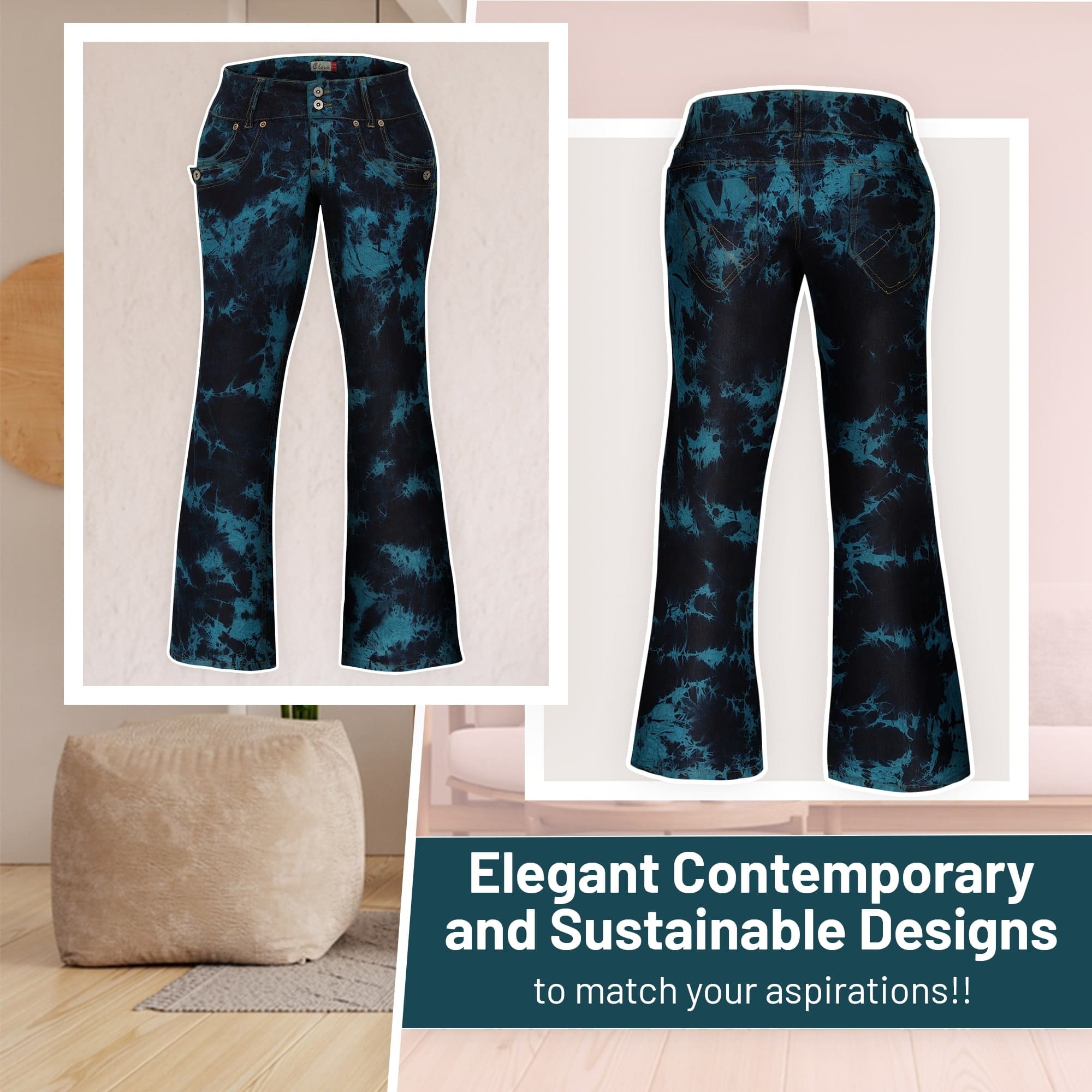 Womens Tie Dye Bootcut Jeans - Low Rise & Plus Size | Clove Jeans