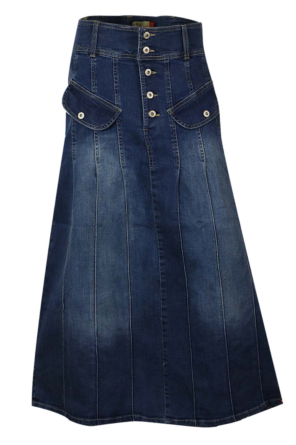 Long denim maxi skirt uk best sale